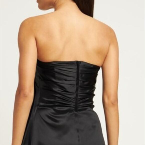 Rickie Freeman for Teri Jon Formal Mini Dress Sz 2 BLACK SILK Strapless Wedding - Picture 5 of 15
